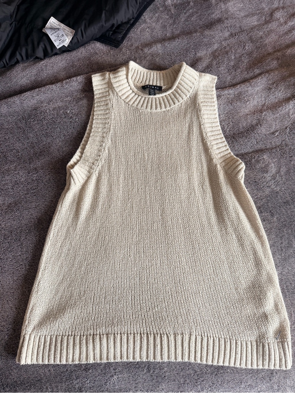 Tribal Cream Sleeveless Knit Tunic